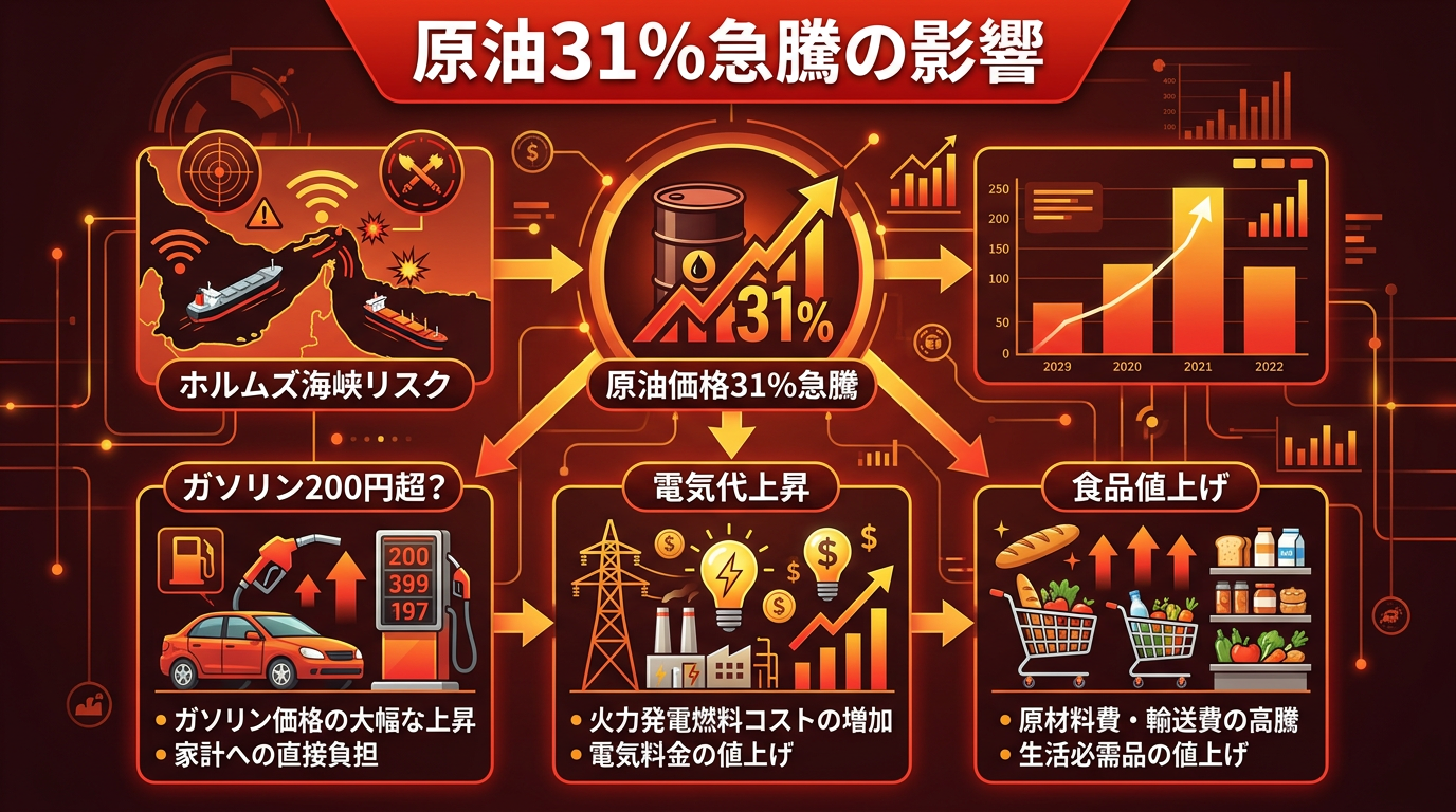 原油31%急騰の影響 インフォグラフィック